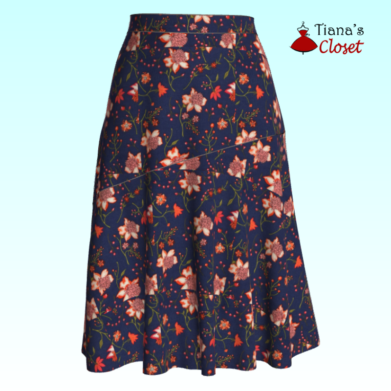 Gabby front pleat midi skirt – free PDF sewing pattern – Tiana's