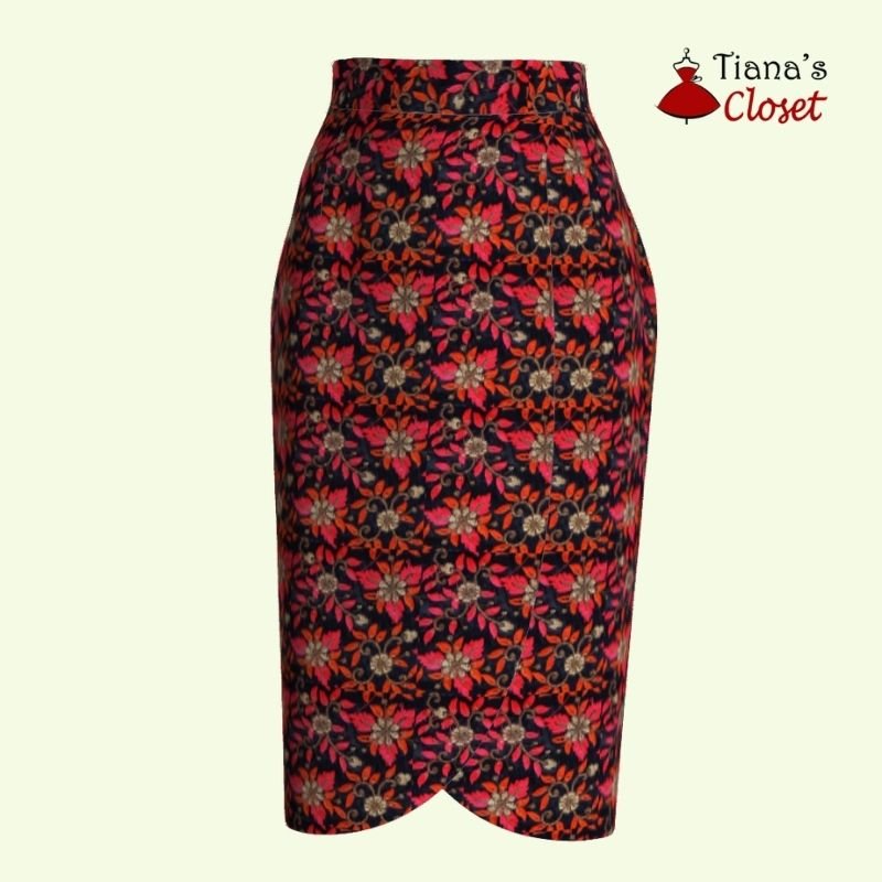 Olivia high waist midi faux wrap skirt – free PDF sewing pattern