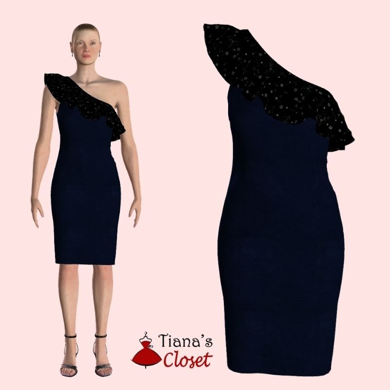 Carol one shoulder ruffle bodycon dress free sewing pattern (2)