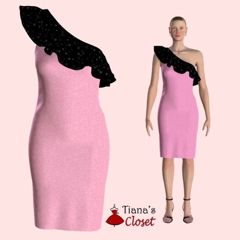 Carol one shoulder ruffle bodycon dress free sewing pattern (2)