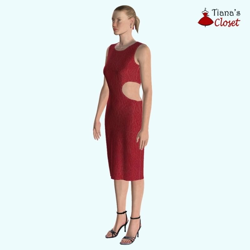 Women's Cutout Dress Pdf Sewing Pattern Side Waist Cut Out Club