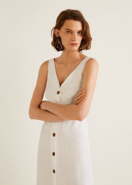 V neck button outlet dress