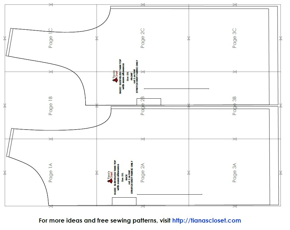 Basic sleeveless tank top free pdf sewing pattern