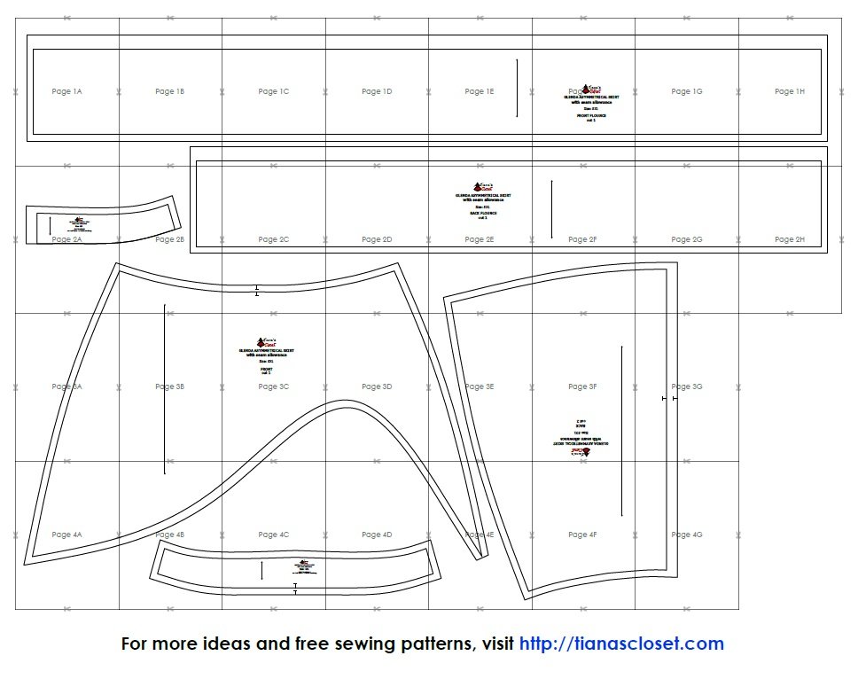 Glenda asymmetrical skirt free pdf sewing pattern download