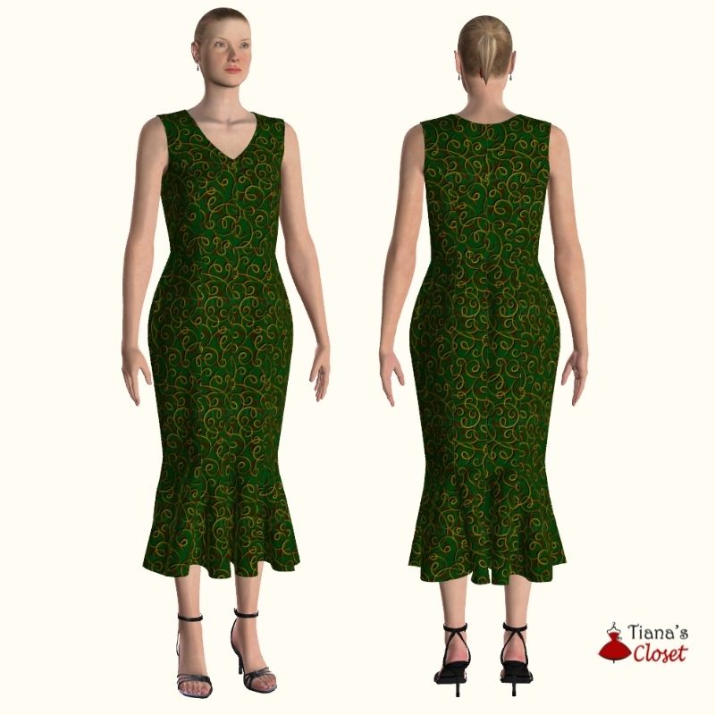 Tisha mermaid dress with princess seam style lines – free PDF