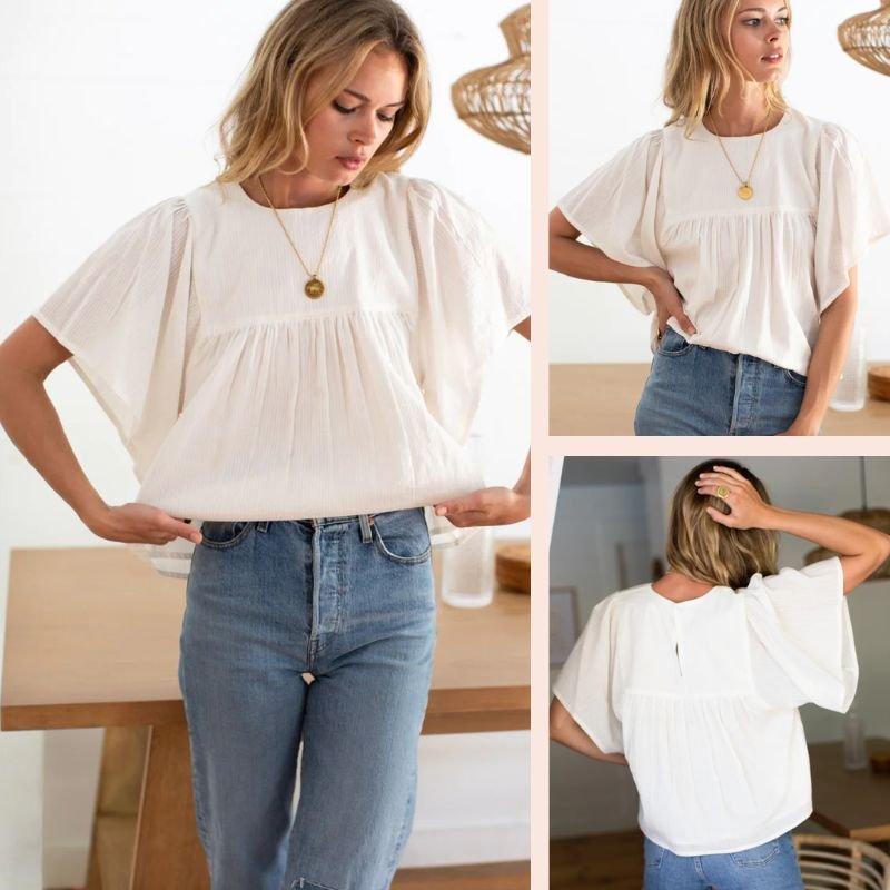 Basalie flutter sleeve top – free pdf sewing pattern – Tiana's Closet