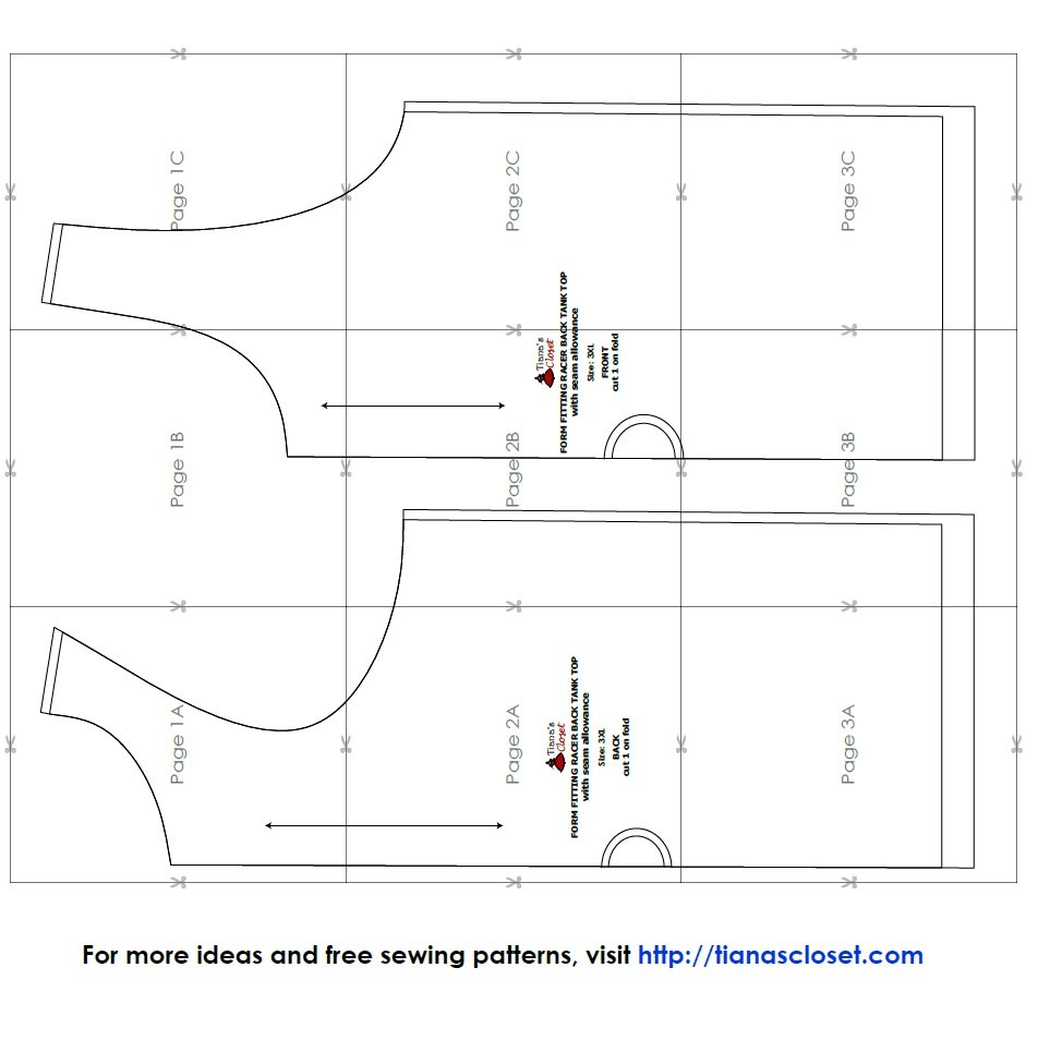 Form fitting racer back tank top free pdf sewing pattern – Tiana's