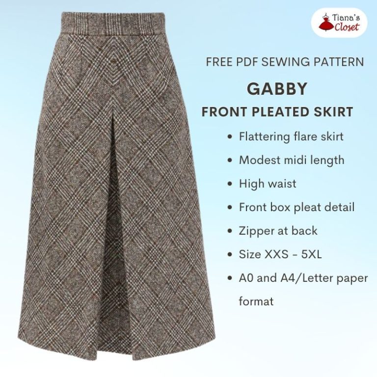 Gabby Front Pleat Midi Skirt Free PDF Sewing Pattern Tiana S Closet