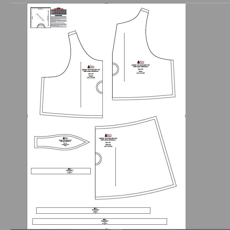 Mariel tie shoulder top free PDF sewing pattern