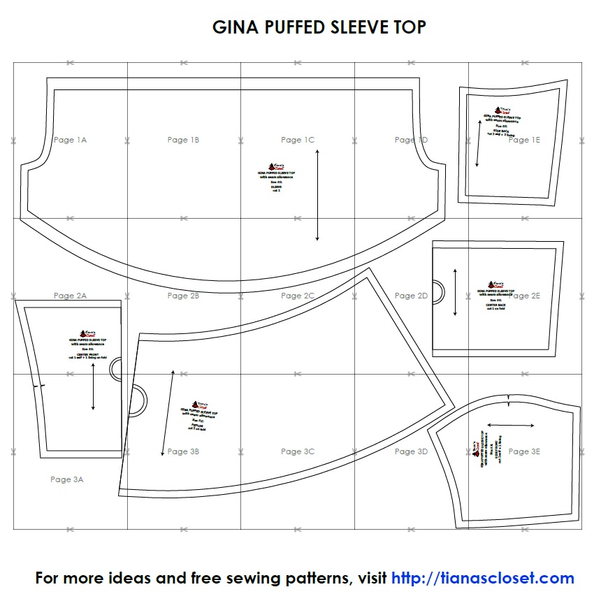 Gina puffed sleeve top - Free PDF sewing pattern