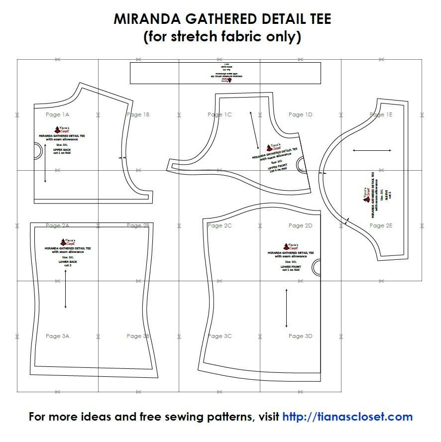 Miranda gathered detail tee – Free PDF sewing pattern – Tiana's Closet