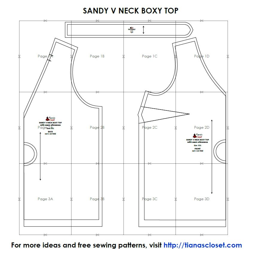 Sandy V neck boxy top - Free PDF sewing pattern