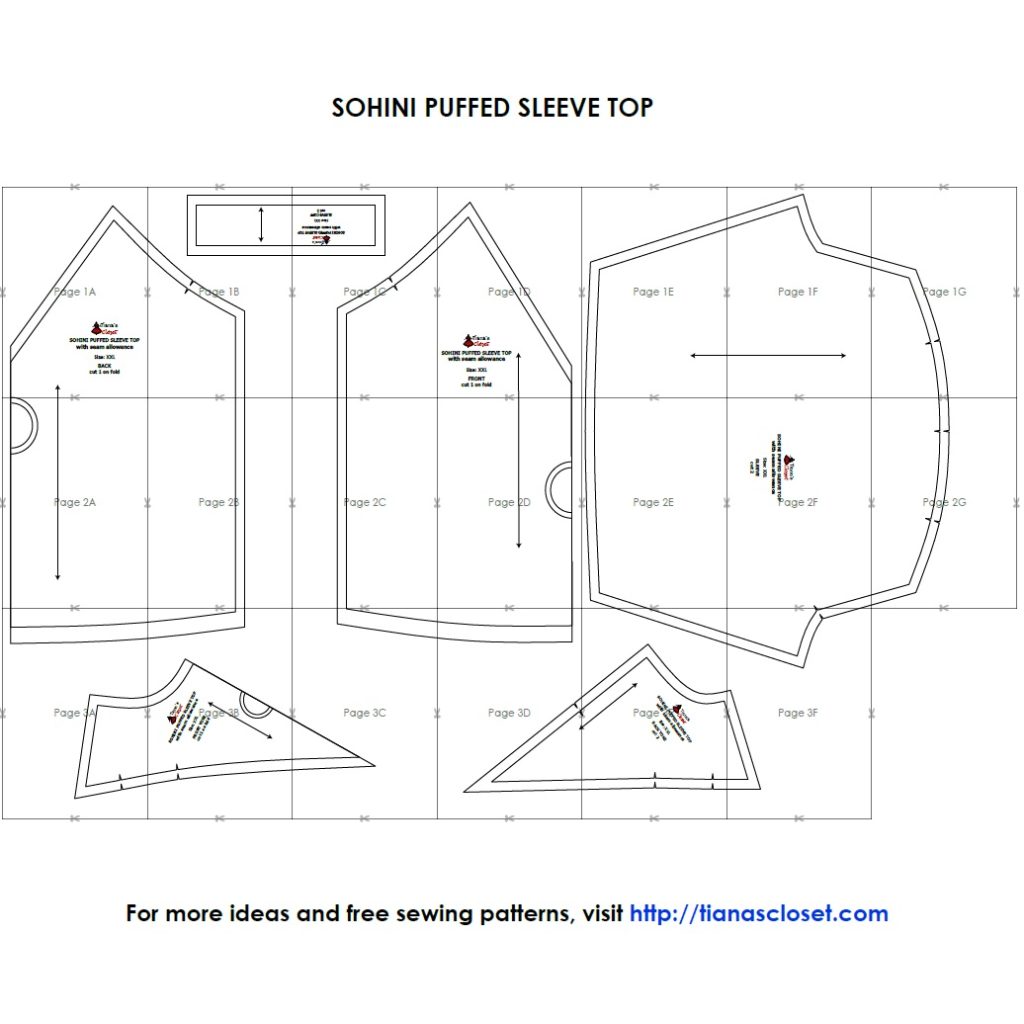 Sohini puffed sleeve top - Free PDF sewing pattern