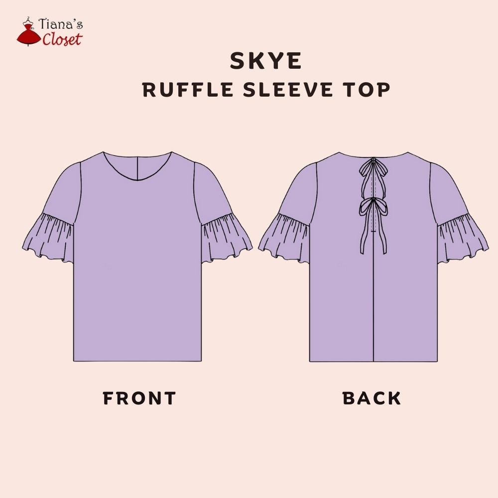Skye ruffle sleeve top free PDF sewing pattern
