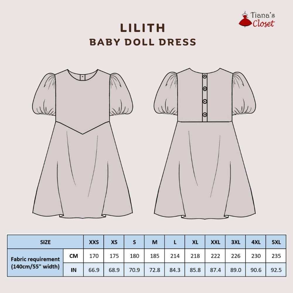 Lilith babydoll dress free PDF sewing pattern