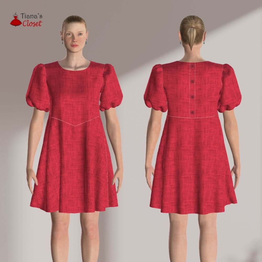 Lilith babydoll dress free PDF sewing pattern