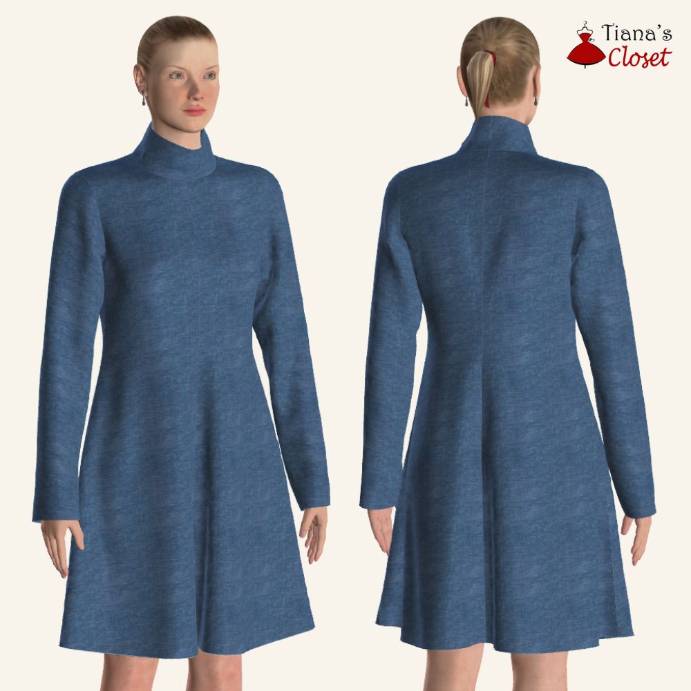 Alira funnel neck knit dress Free PDF sewing pattern