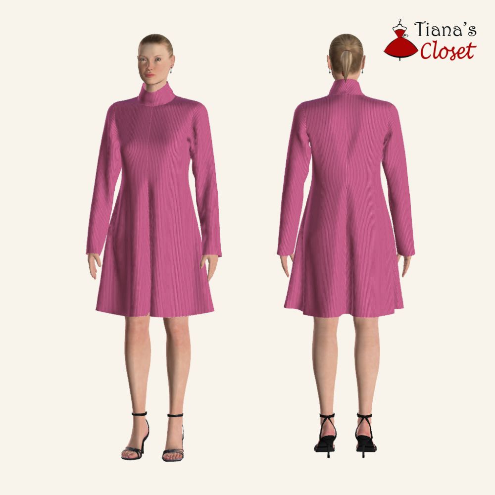 Alira funnel neck knit dress Free PDF sewing pattern