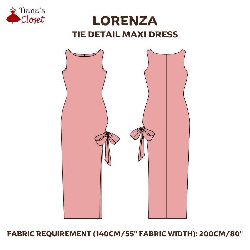 Lorenza tie detail knit maxi dress - Free PDF sewing pattern