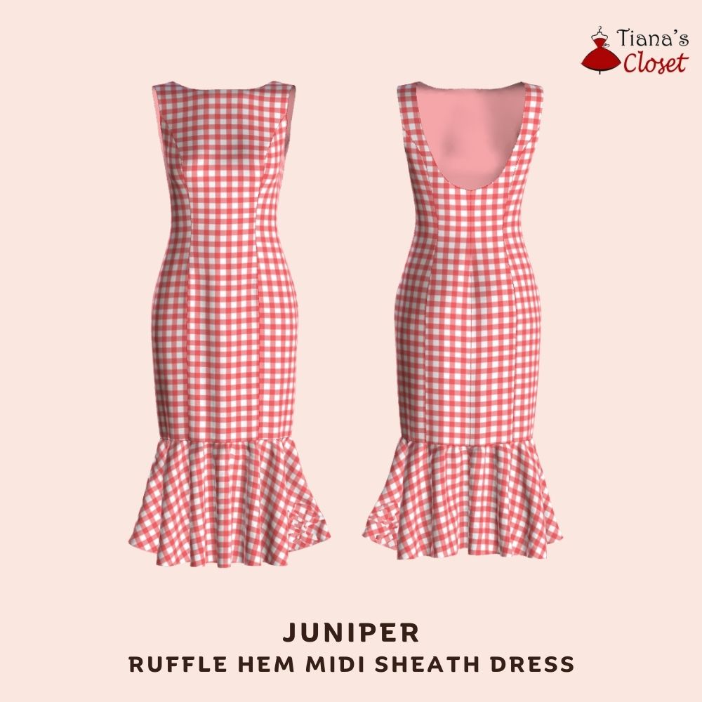 Juniper ruffle hem midi dress - Free PDF sewing pattern