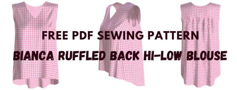 Free PDF sewing pattern: Bianca ruffled back hi-lo blouse