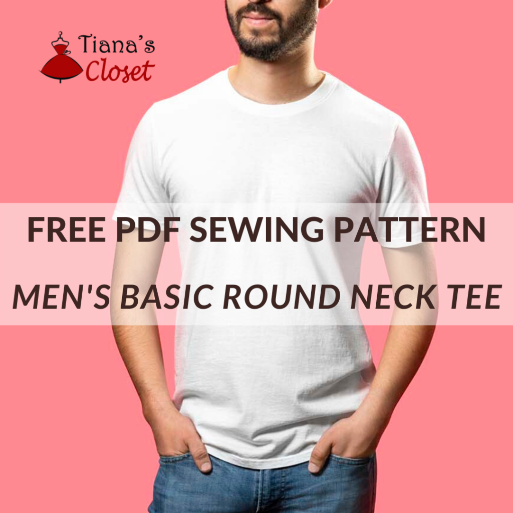 Free sewing pattern: Men's basic round neck T shirt