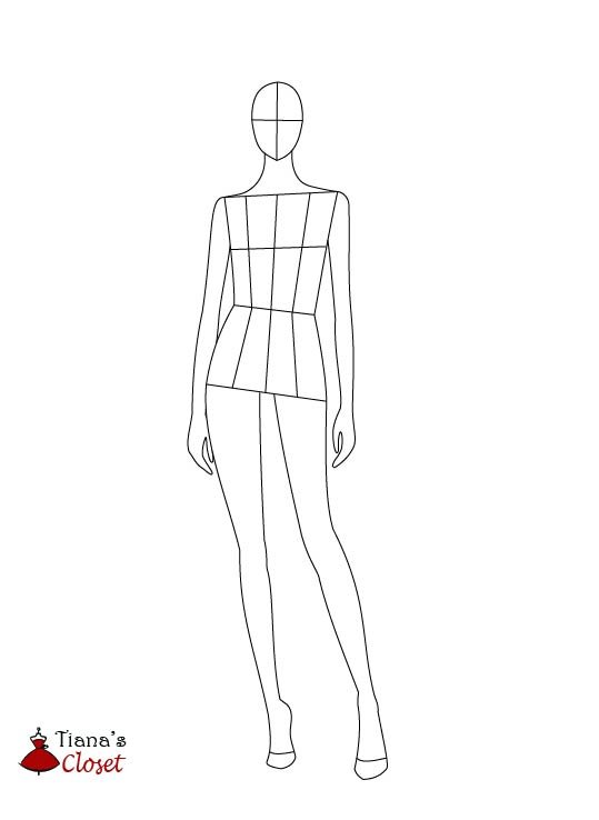 Female Fashion Figure Template, 9-heads Fashion Croquis, Relaxed Pose -  Etsy Australia | Fashion figure templates, Fashion sketch template, Croquis