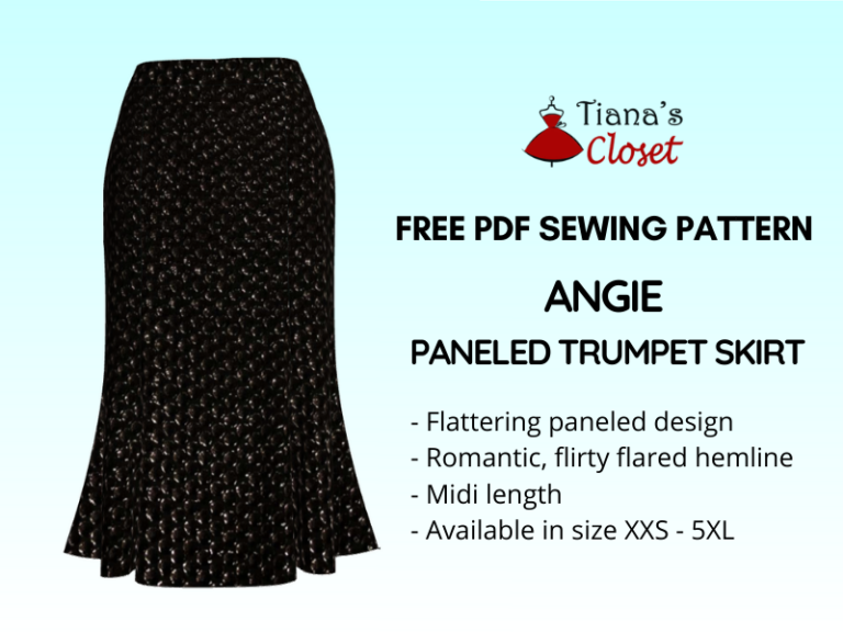 Angie paneled trumpet skirt free PDF sewing pattern Tiana's Closet