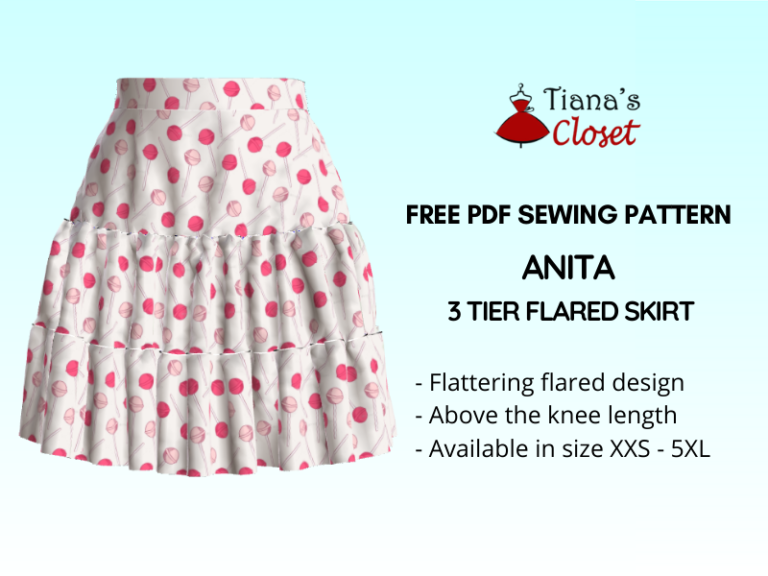 Anita 3 tier flared skirt – Free PDF sewing pattern – Tiana's Closet