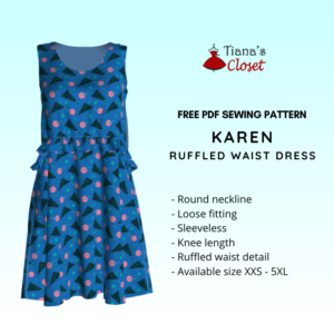 Karen ruffled waist dress – free sewing pattern – Tiana's Closet