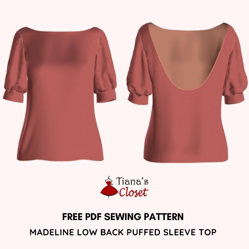 Madeline low back puffed sleeve top free pdf sewing pattern
