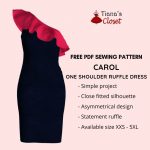 Carol one shoulder ruffle bodycon dress free sewing pattern (2)