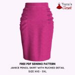 JANICE PENCIL SKIRT WITH RUCHED SIDE DETAIL - free pdf sewing pattern