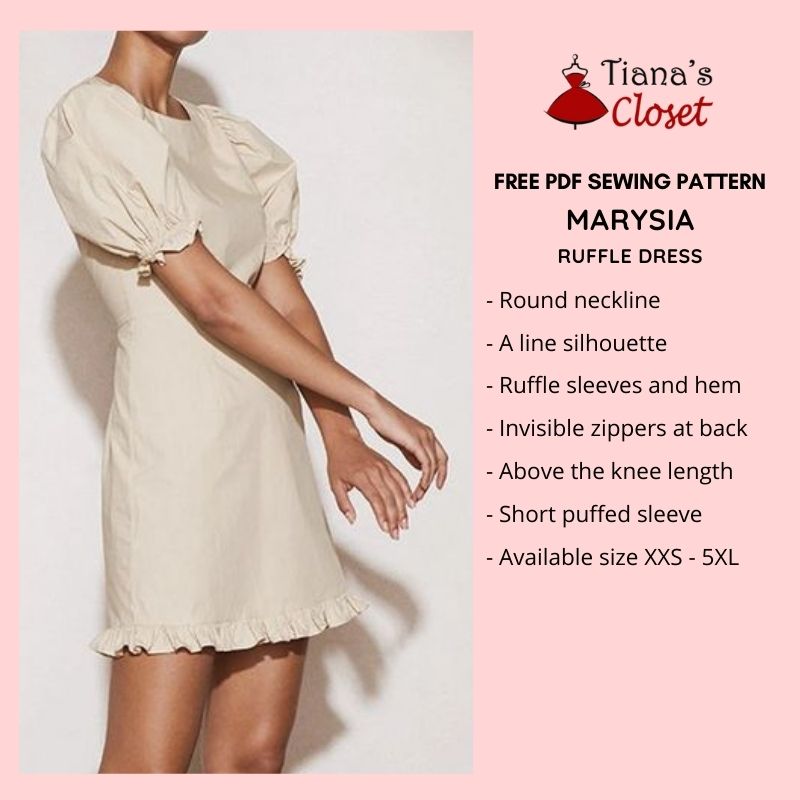 Marysia ruffle dress free pdf sewing pattern download