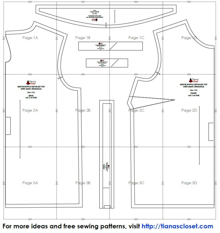 Karyn ruffle detail top – free pdf sewing pattern – Tiana's Closet