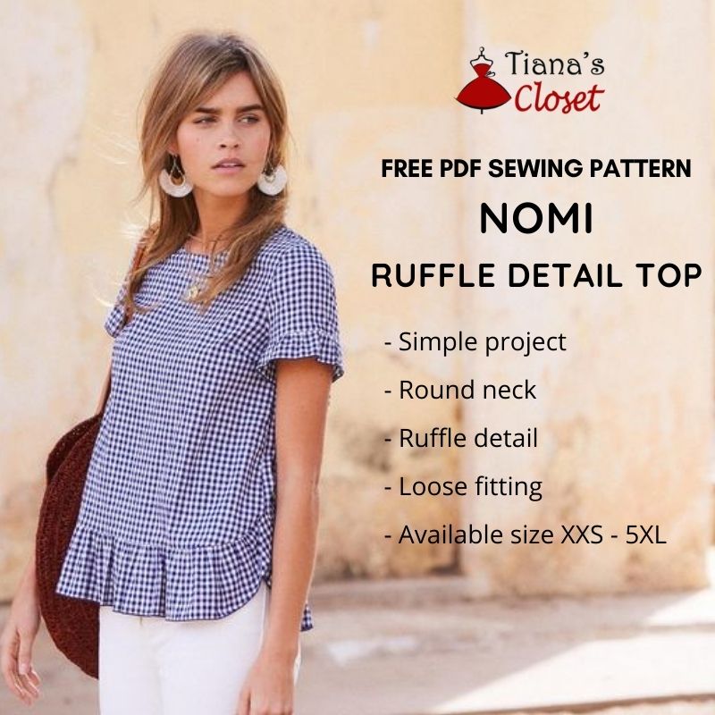 Nomi ruffle detail top free pdf sewing pattern