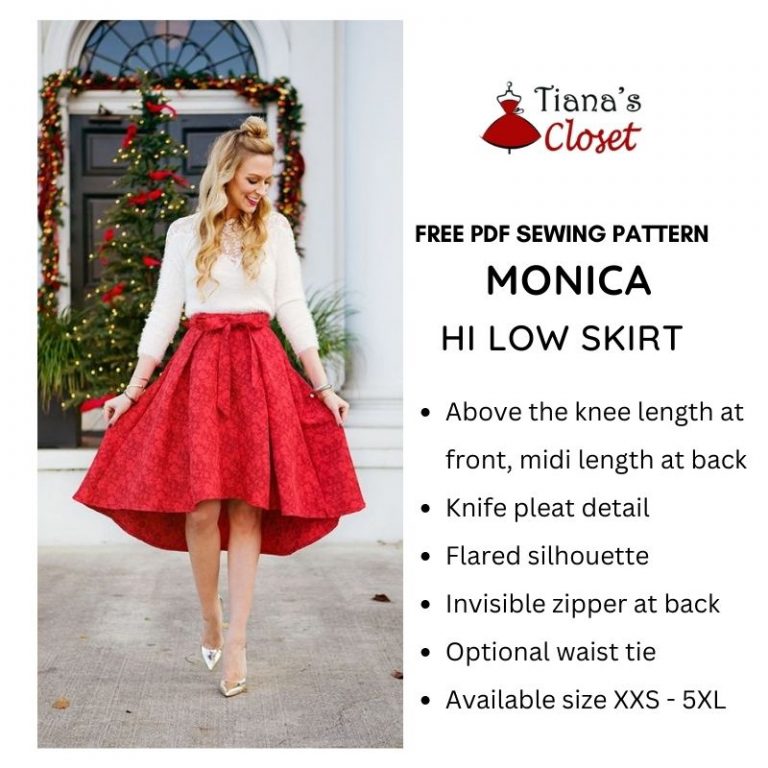 Monica hi low skirt free PDF sewing pattern Tiana's Closet