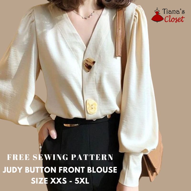 judy button front blouse pdf sewing pattern free