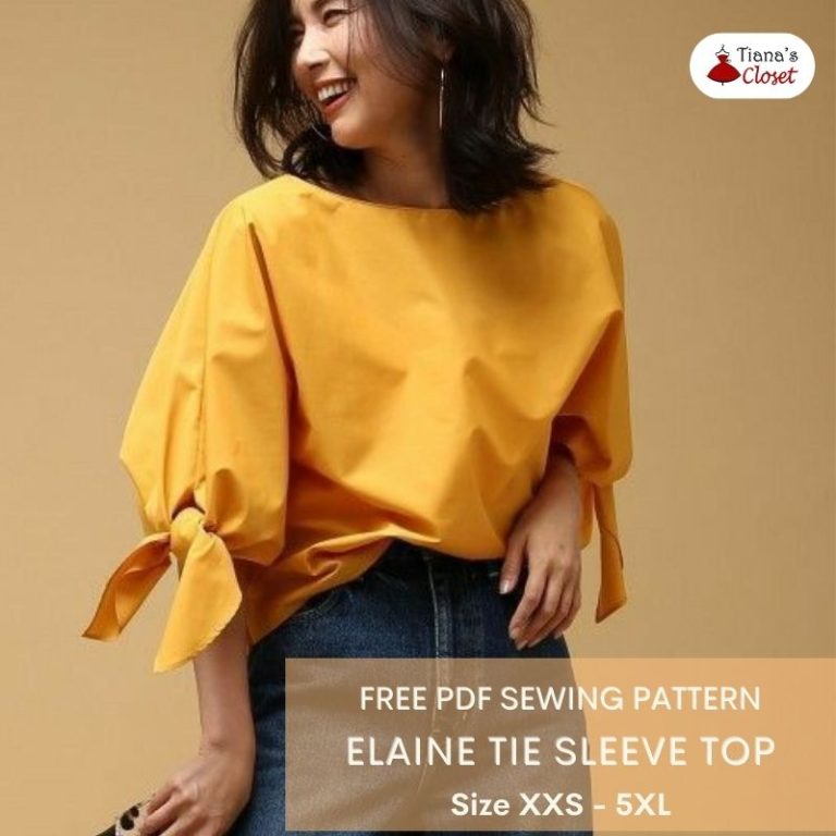 Elaine tie sleeve top – free PDF sewing pattern – Tiana's Closet