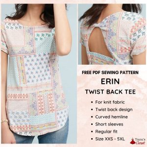 Erin twist back tee free PDF sewing pattern – Tiana's Closet