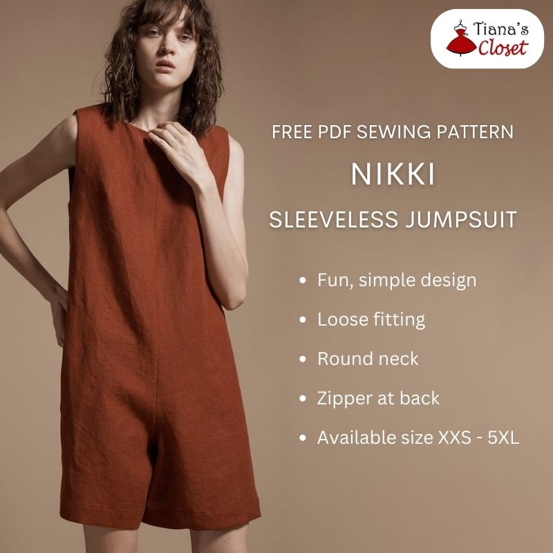 Nikki sleeveless jumpsuit free sewing pattern