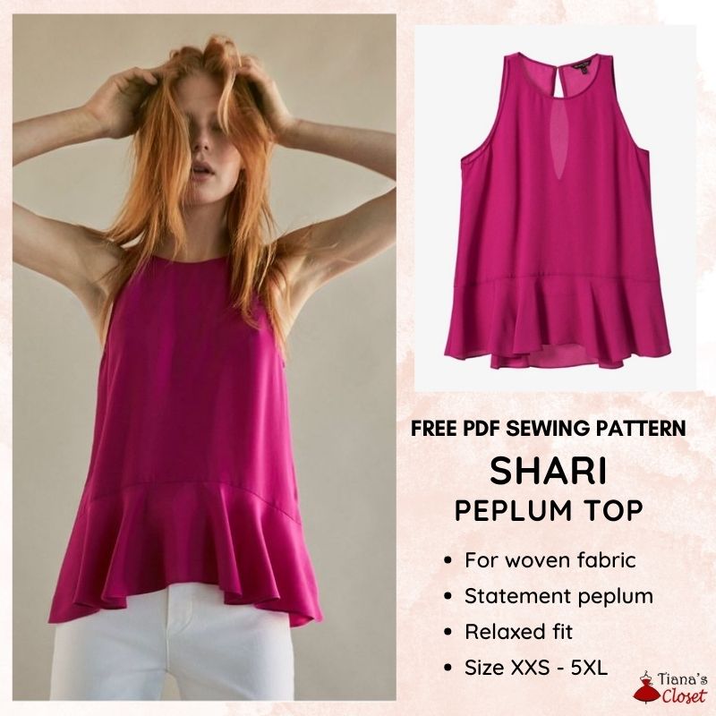 Shari peplum top free pdf sewing pattern