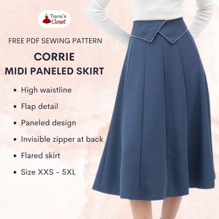 Corrie paneled midi skirt - free PDF sewing pattern