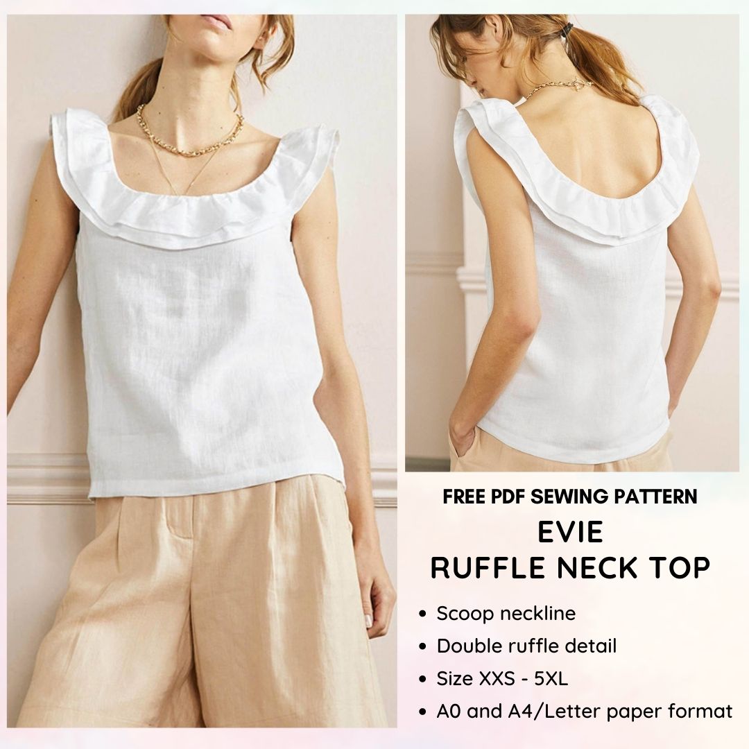 Evie Ruffle Neck Top Free PDF Sewing Pattern