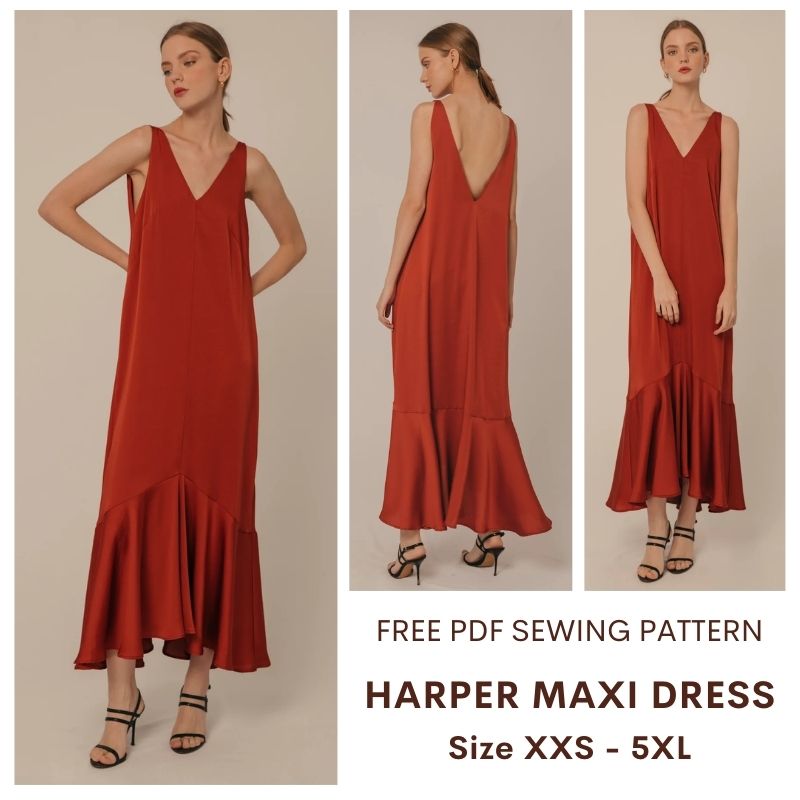 Harper maxi dress free pdf sewing pattern