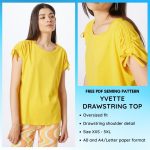 Yvette drawstring shoulder tee - free pdf sewing pattern