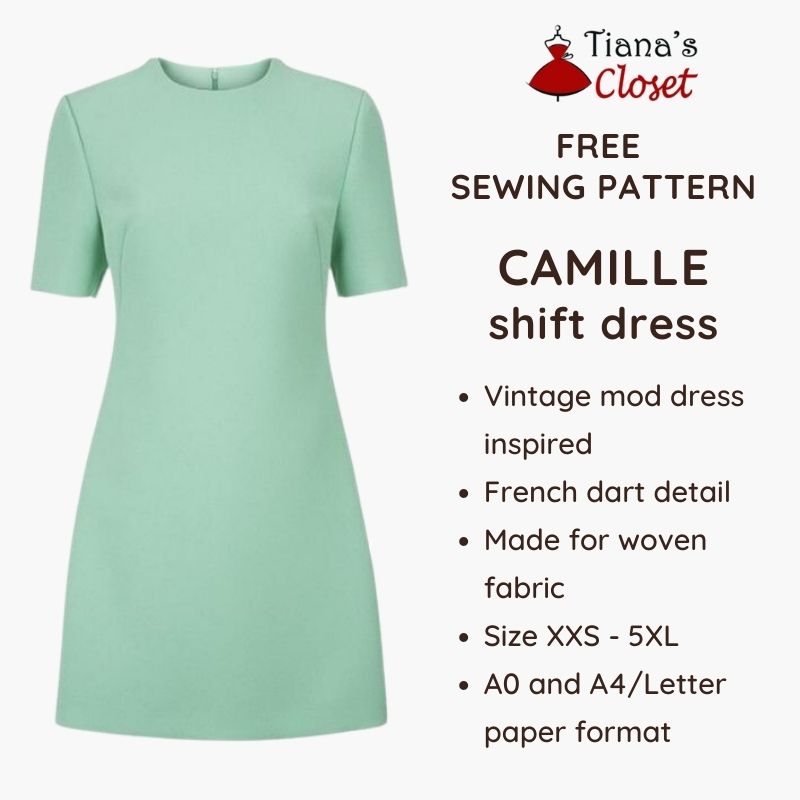 Camille shift dress - free PDF sewing pattern