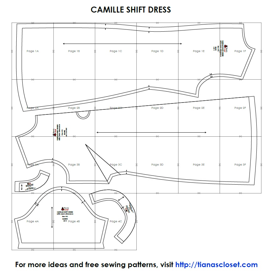 Camille shift dress free PDF sewing pattern