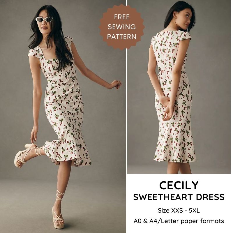 Ceicily sweetheart dress - Free PDF sewing pattern
