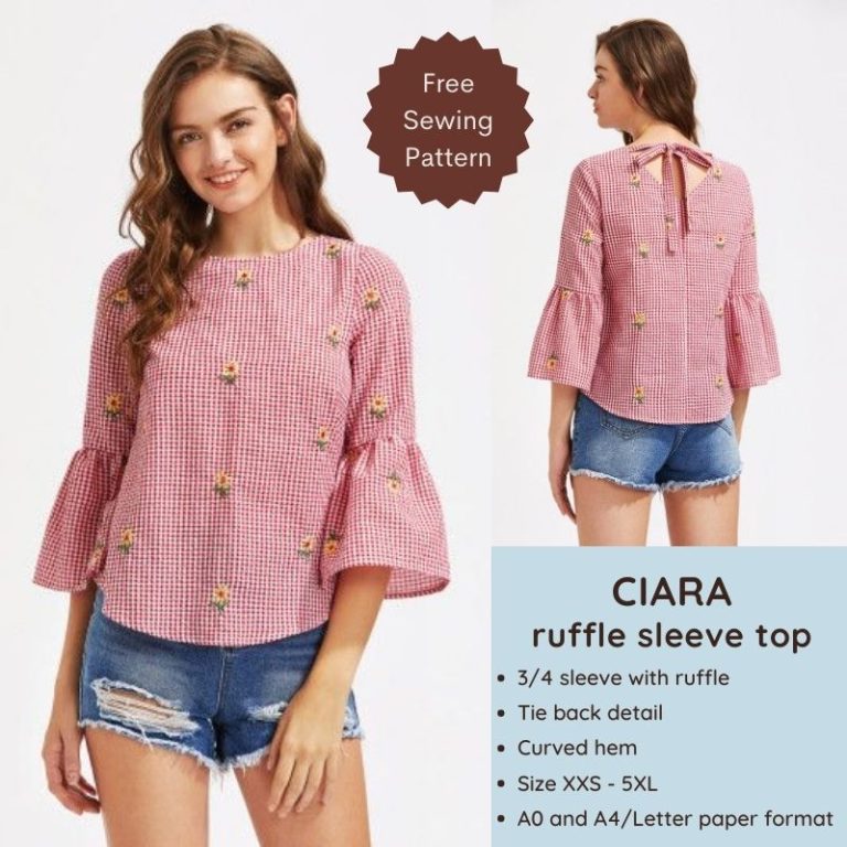 Ciara ruffle sleeve top - Free PDF sewing pattern